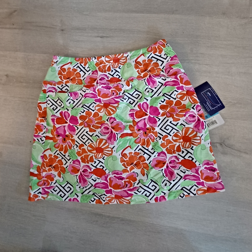 IBKUL HERA CORAL PRINT GOLF TENNIS STRAIGHT SKORT